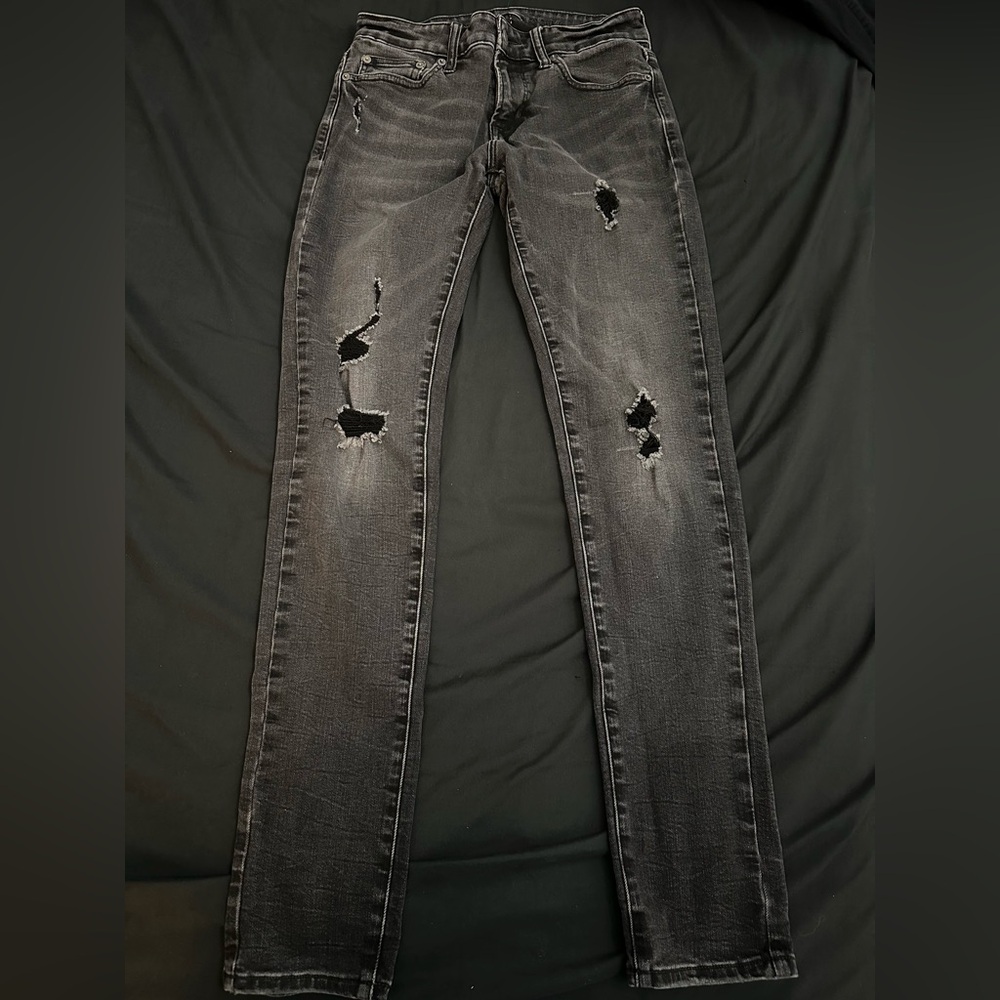 American Eagle Outfitters Black Skinny Jeans with Distressed Details